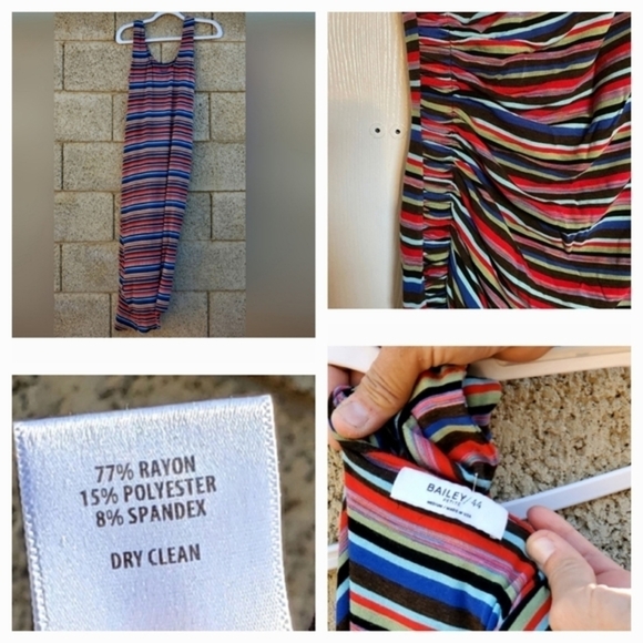 BAILEY 44 Rainbow Striped Luca Sleeveless Ruched Shirred Midi Maxi Dress - Picture 2 of 3